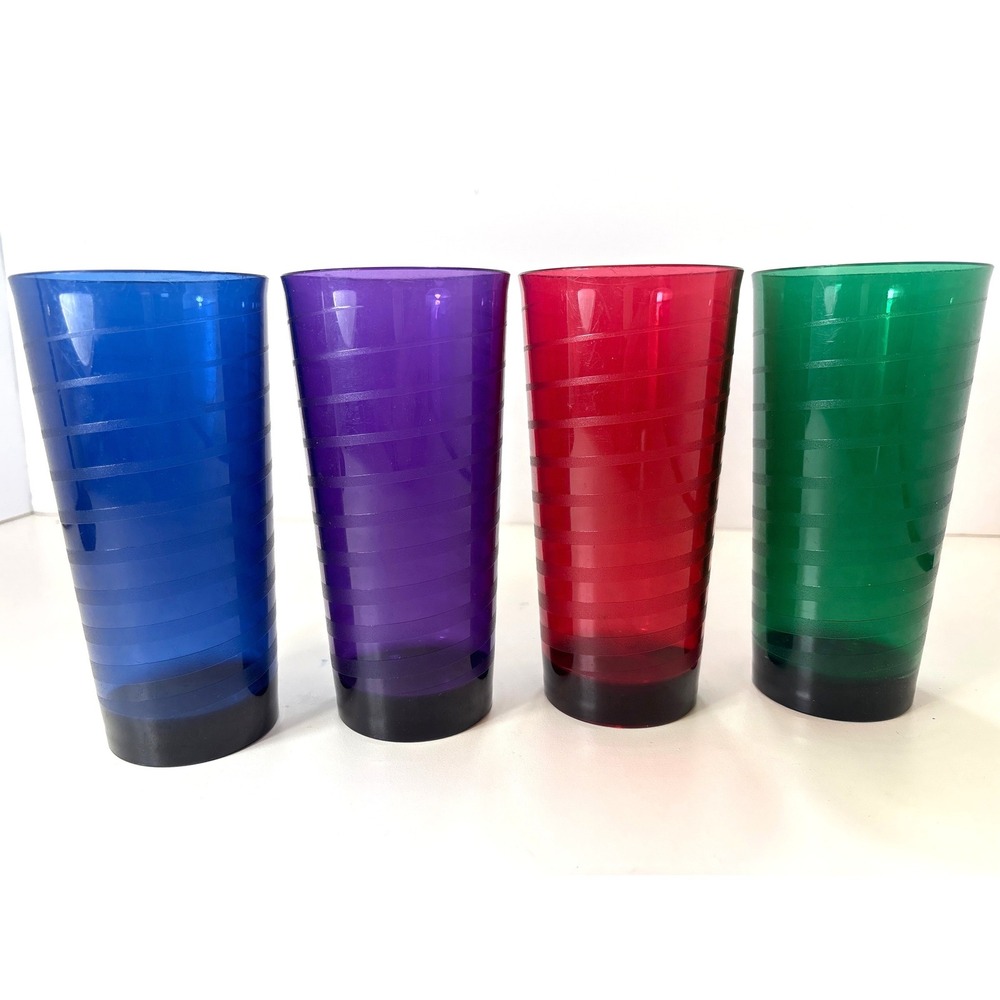 Tupperware Acrylic Spiral Tumblers Jewel Tone 18oz Set of 4 Glasses 4482A